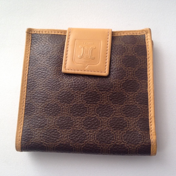 Celine, Brown Macadam Leather Compact Wallet - Picture 1 of 8
